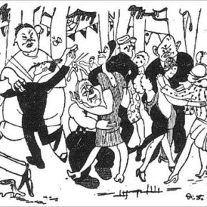 Гуляние на Янов день в лесу Пирита глазами карикатуриства журнала Tallinna post. 1930 год.