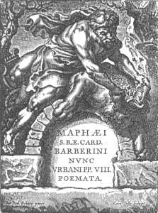 Заглавный лист к стихотворениям папы Урбана VIII, по рисунку Рубенса (Плантен, Антверпен). Стиль барокко