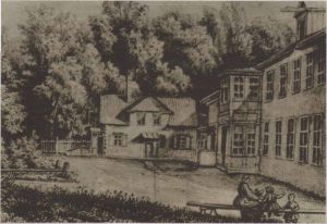 Летняя усадьба на Сахарной горке в окрестностях мануфактуры Клеменца. Рисунок середины XIX века.