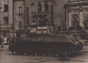 Танк Эстонского стрелкового корпуса на нынешней площади Вабадузе. 1946 год.