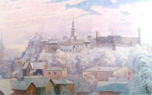 Август Янсен. "Тоомпеа зимой". Масло, 1942, EKM