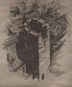 Проект реставрации Бременской башни с открытой боевой платформой, 1958 год.